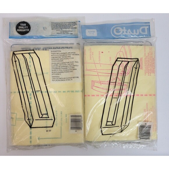 Dusto Vacuum Cleaner 4 Bags Style D-17 Fits Eureka Uprights Style F & G New - Picture 2 of 2